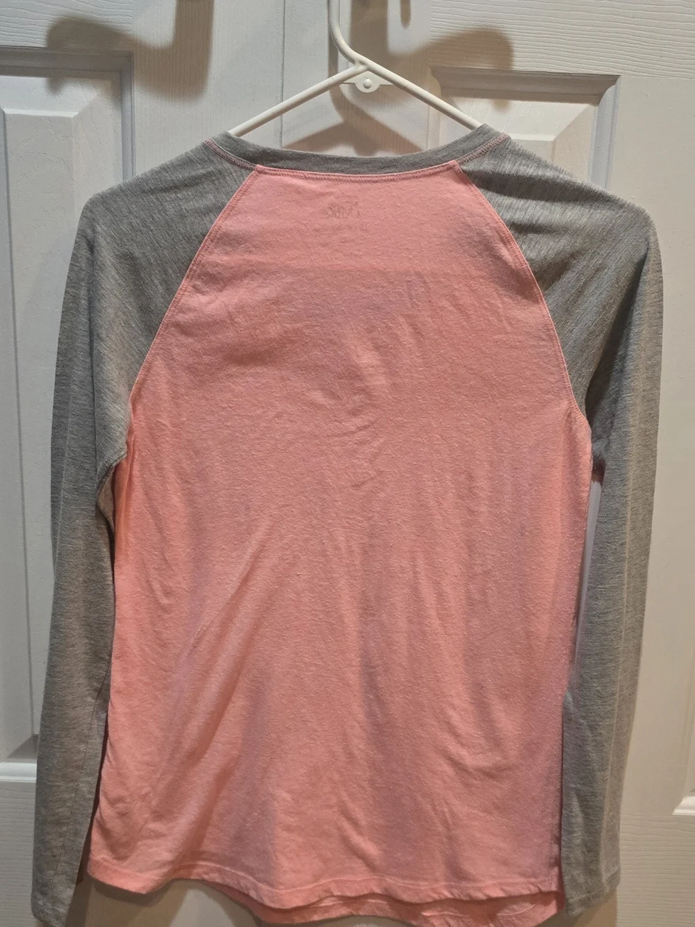 Justice Girls Size 16 Long Sleeve Gray & Peach T-Shirt